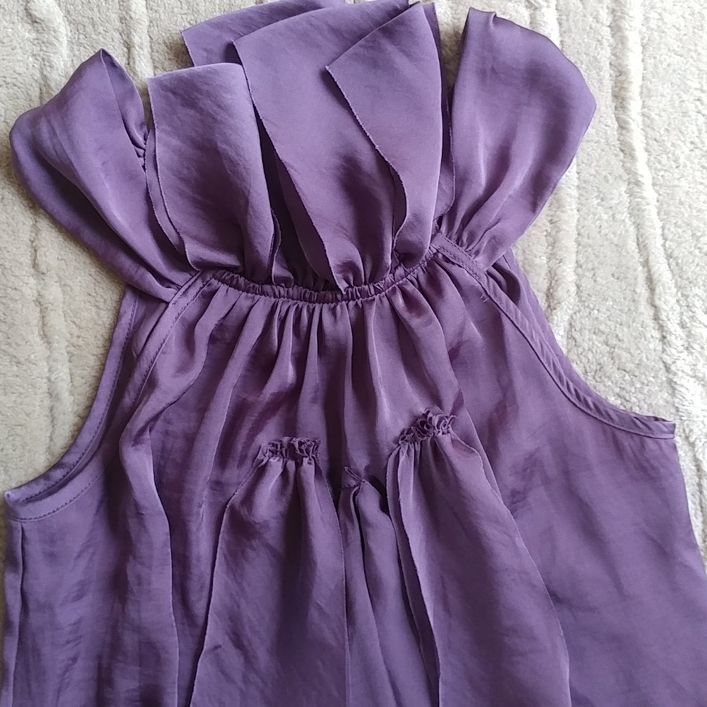 Adiva Purple Ruffle Shell Tank Small - Picture 3 of 5